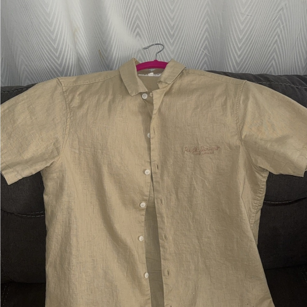 Men's PACSUN Beige Short Sleeve Shirt